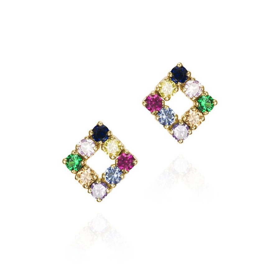 Jolfer Joyeros Pendientes Peque Os De Oro 18K Rombo Tuttifrutti Hot