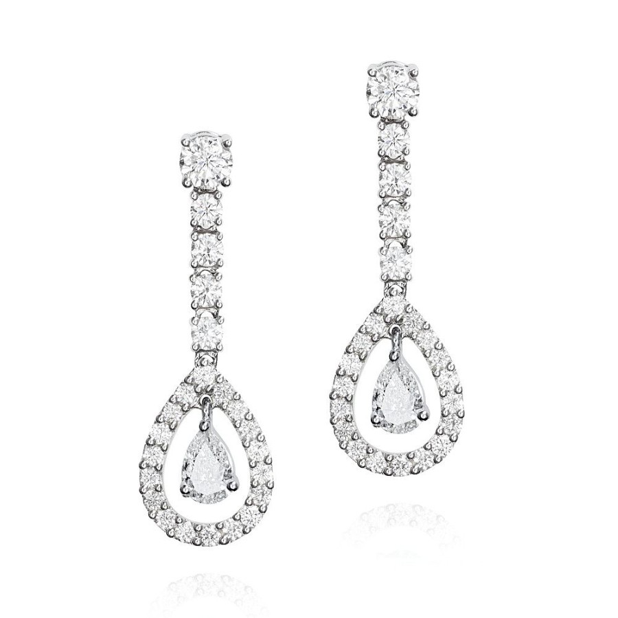 Jolfer Joyeros Pendientes Largos De Oro 18K Con Diamantes 1,75 Cts. Online