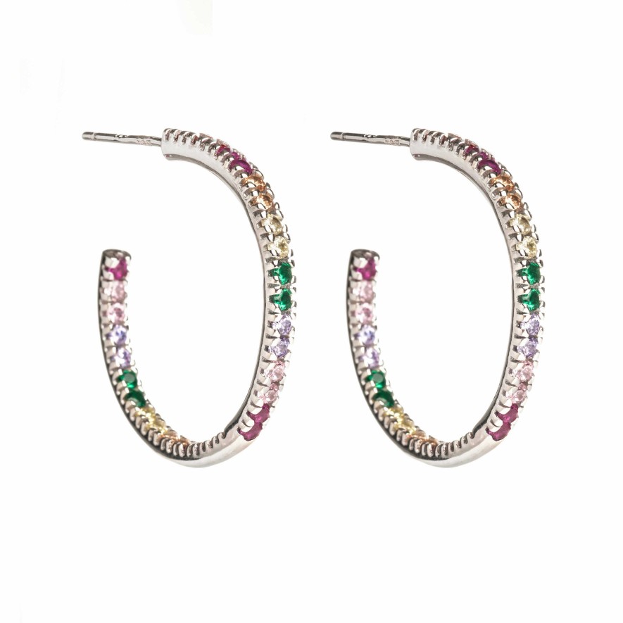 Jolfer Joyeros Pendientes De Aro Plata De Ley Multicolor Clearance