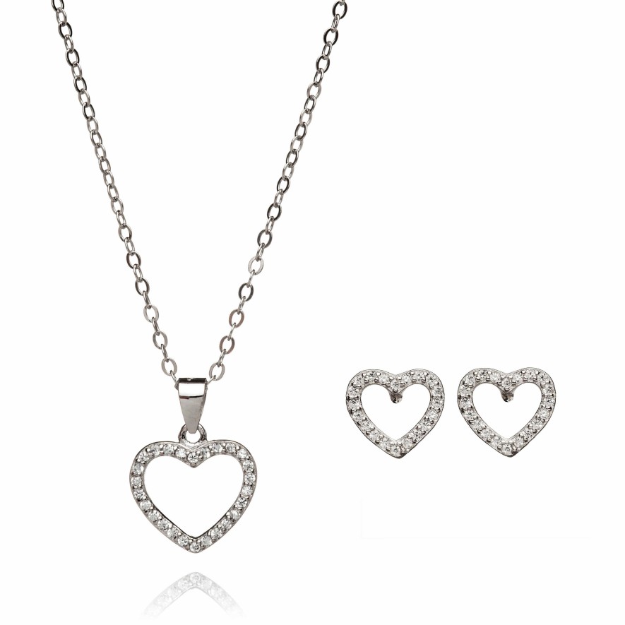 Jolfer Joyeros Conjunto Corazones Plata De Ley Clearance