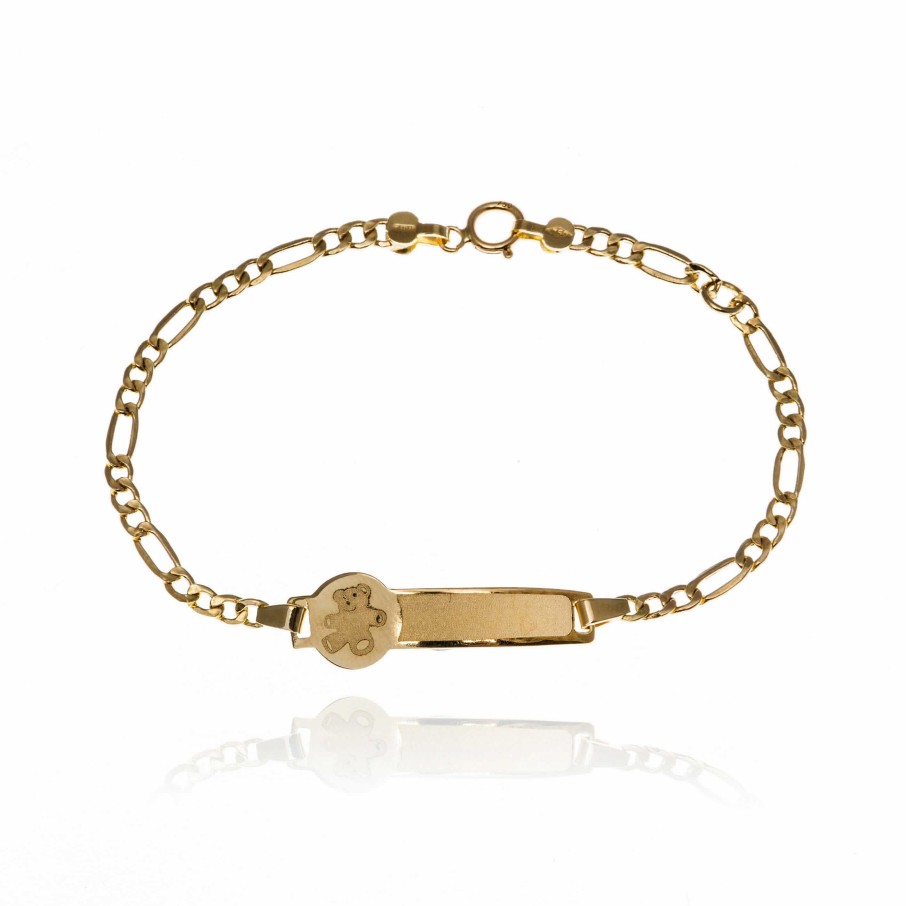 Jolfer Joyeros Pulsera Beb Osito Con Chapa Oro 18 Kilates Hot