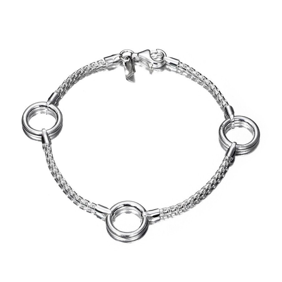 Jolfer Joyeros Pulsera Con Cord N Y Eslabones Redondos De Plata Clearance