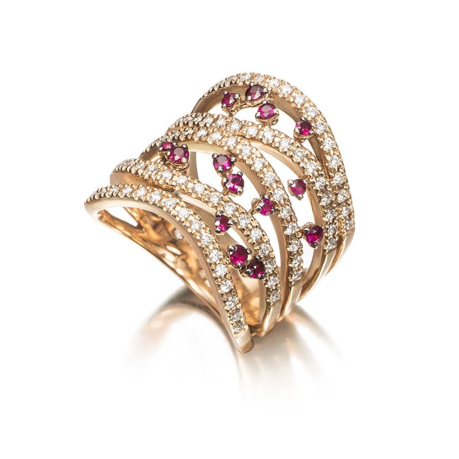 Jolfer Joyeros Anillo Galanias De Oro 18K Con Diamantes 0,53Cts Y Rub Es Clearance