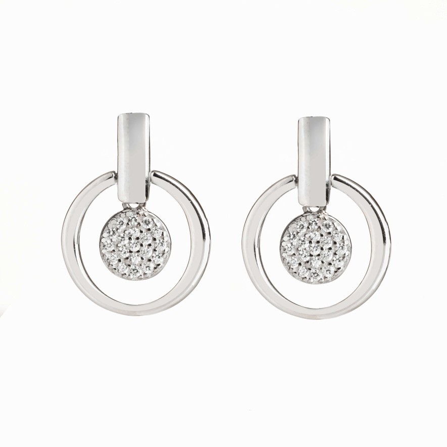 Jolfer Joyeros Pendientes Con Circulo Liso Y Circonita Central Online