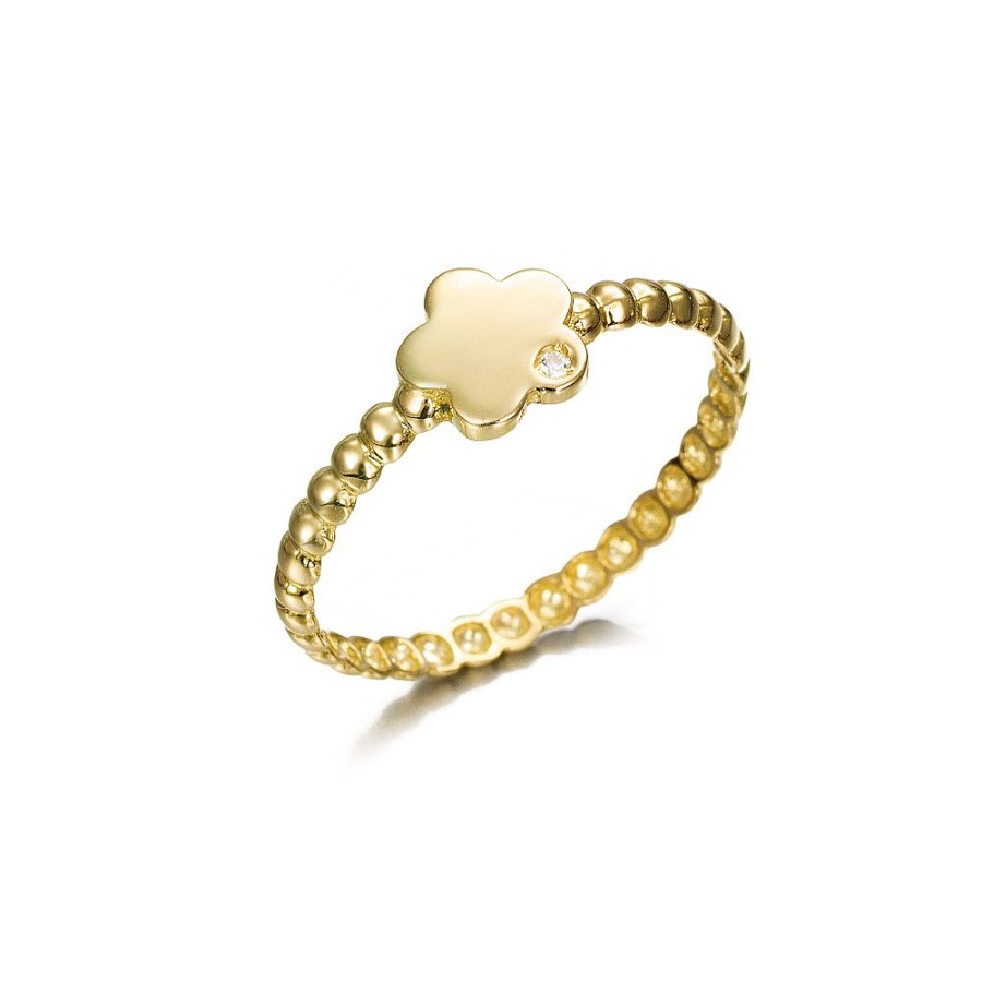 Jolfer Joyeros Anillo Con Margarita Central Y Corcinita De Oro 18K Clearance