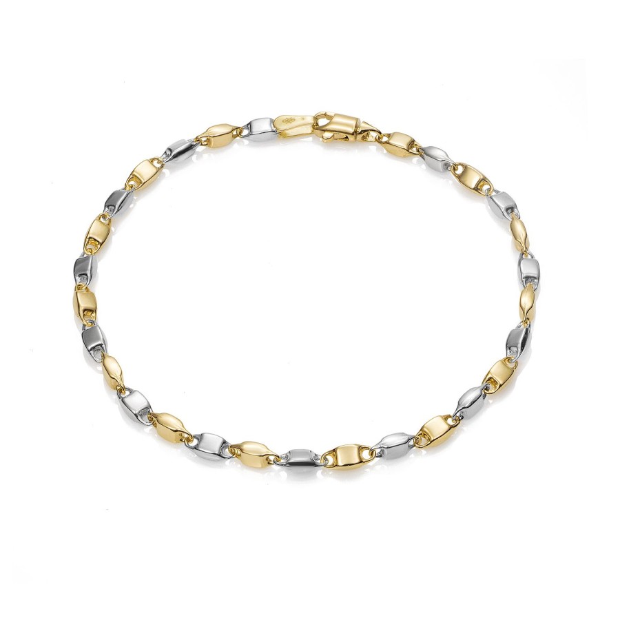 Jolfer Joyeros Pulsera Bicolor 18K Con Eslabones Cuadrados Clearance